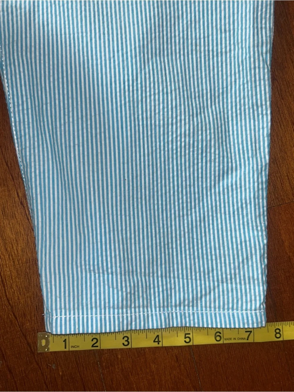 Crown & Ivy Seersucker Boating Pants Cropped Cotton Chino Sz 14 Coastal Nautical